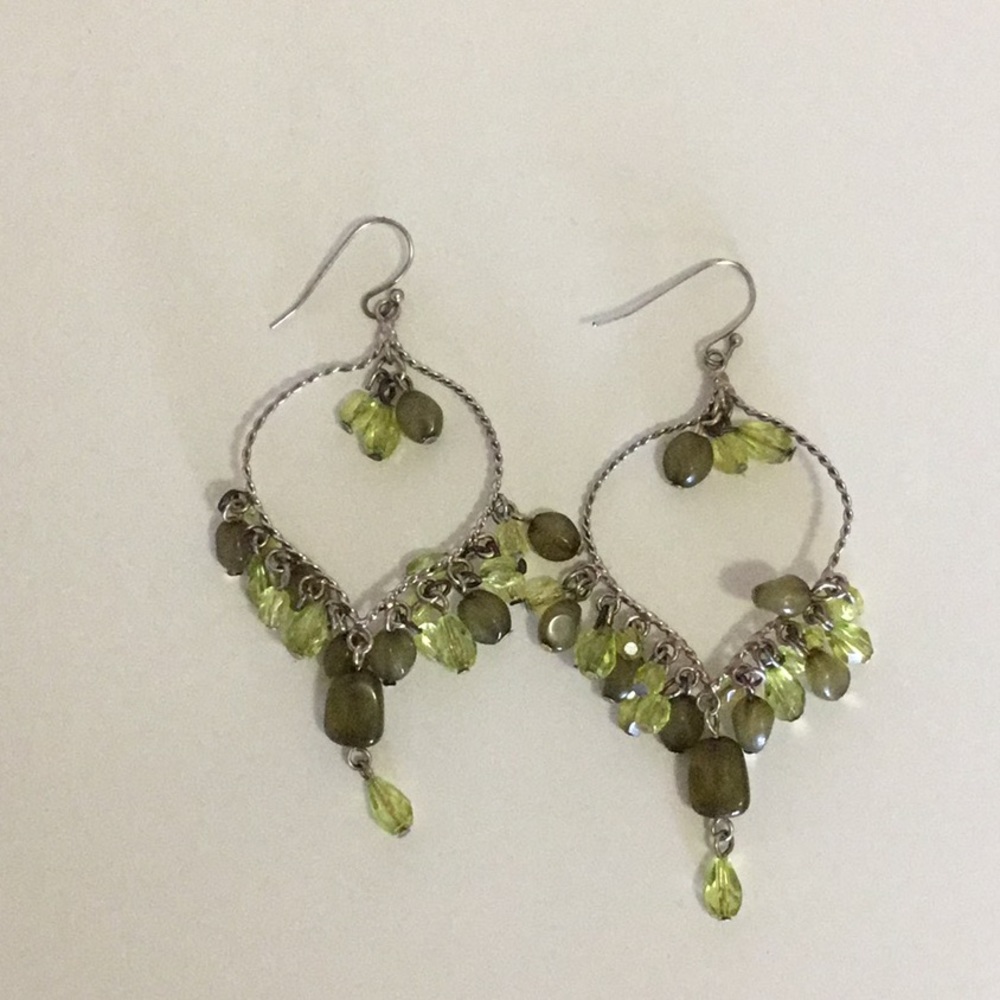 Green toned statement earrings